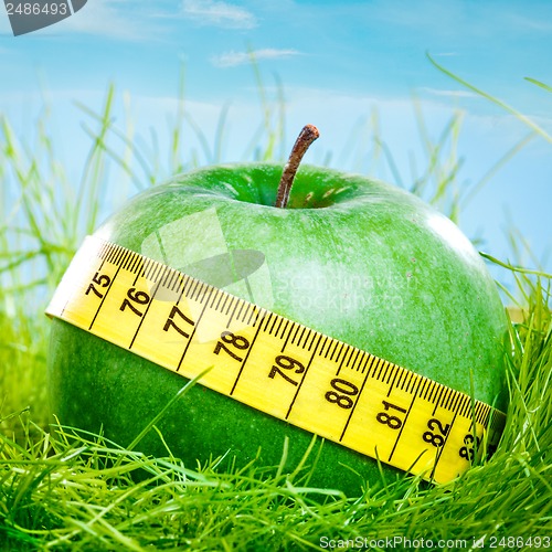 Image of apple and measuring tape