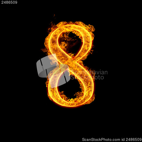 Image of Fire alphabet number 8 eight