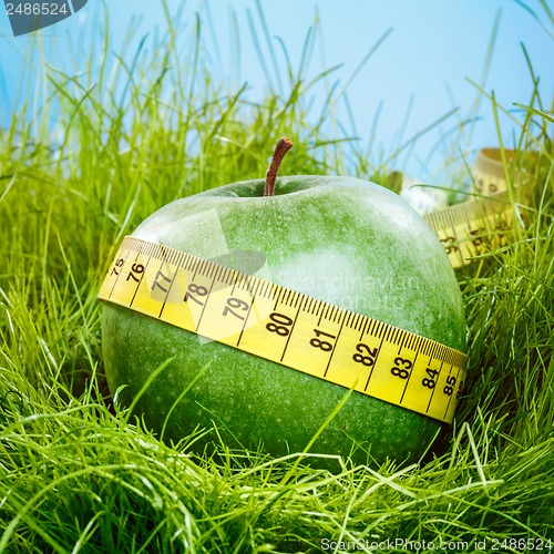 Image of apple and measuring tape