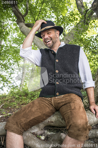 Image of Sitting traditional Bavarian man