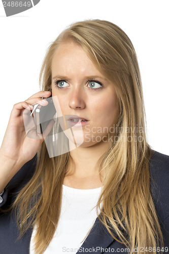 Image of Blond phoning serious woman