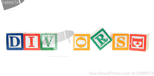 Image of Letter blocks spelling divorse isolated on a white background