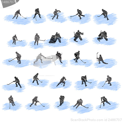 Image of Set of hockey player grunge silhouettes