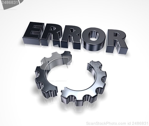 Image of error and broken cogwheel