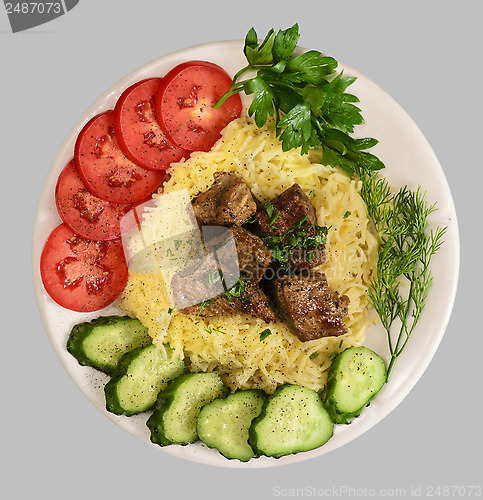 Image of Vermicelli with stew meat and vegetables
