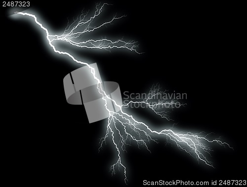 Image of white thunder on black background