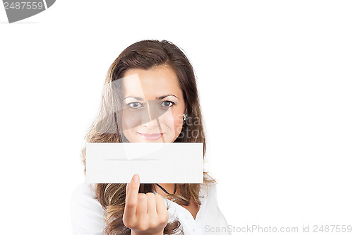 Image of woman with sale sign