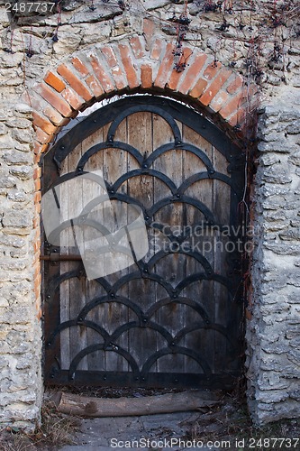 Image of Old wooden door from medieval era.