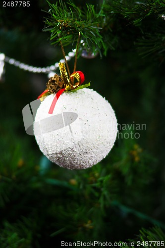 Image of beautiful snow hanging on a Christmas tree