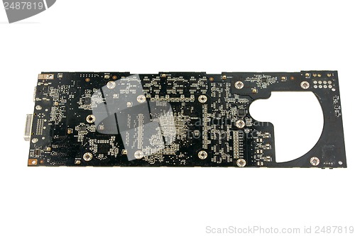 Image of circuit video card isolated on a white background