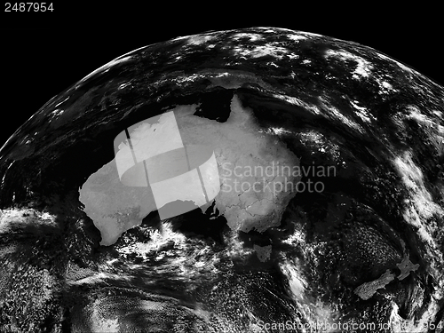 Image of Australia on black Earth