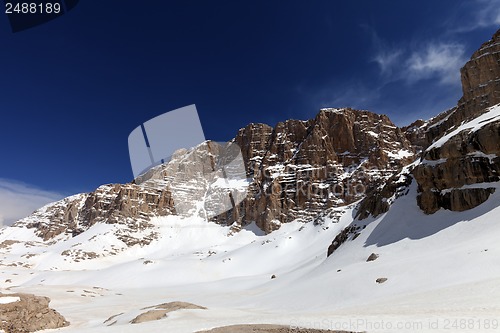 Image of Snowy plateau at nice spring day