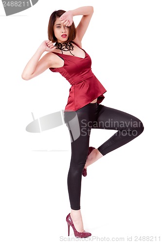 Image of elegant young asian woman posing isolated