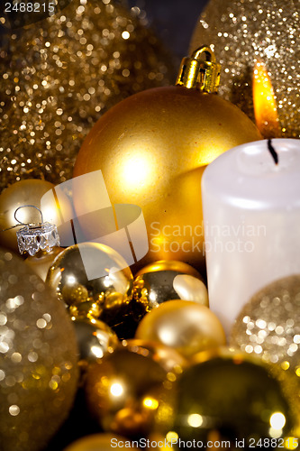 Image of festive glitter christmas decoration bauble seasonal