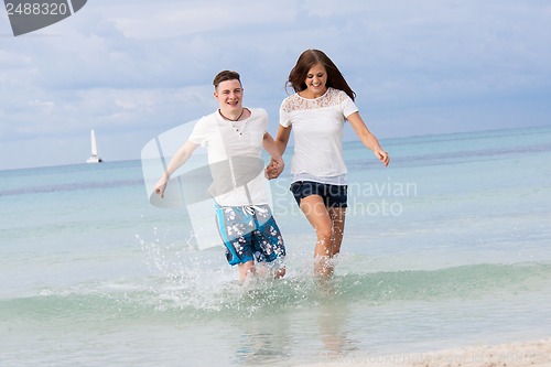 Image of young happy couple in summer holiday vacation summertime