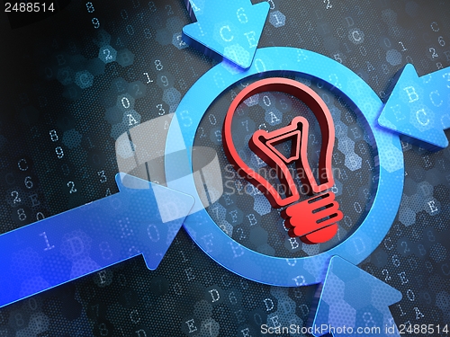 Image of Light Bulb Icon on Digital Background.