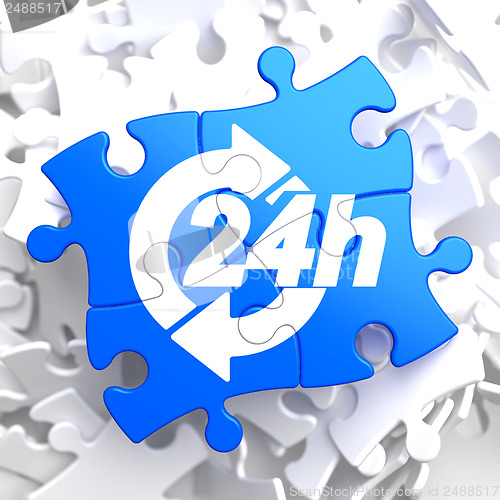 Image of Service 24h Icon on Blue Puzzle.