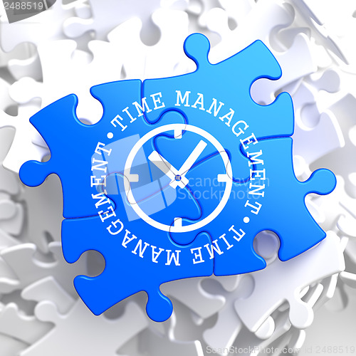 Image of Time Management Concept on Blue Puzzle.