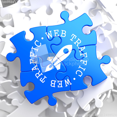 Image of Web Traffic Concept on Blue Puzzle.