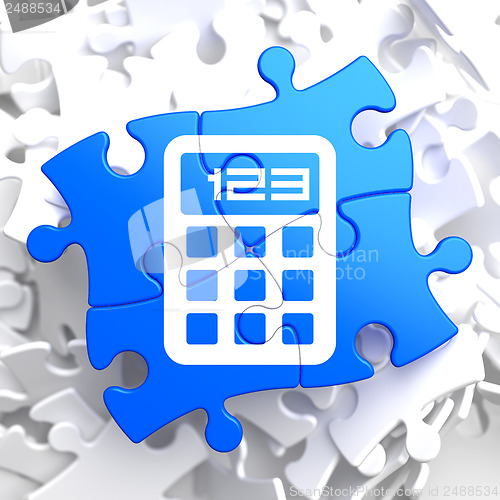 Image of Calculator Icon on Blue Puzzle.