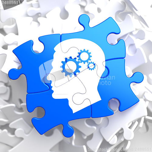 Image of Psychological Concept on Blue Puzzle.