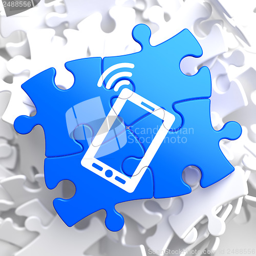 Image of Smartphone Icon on Blue Puzzle.
