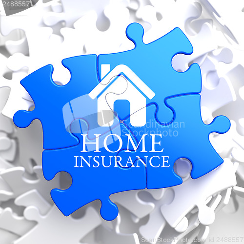 Image of Insurance - Home Icon on Blue Puzzle.