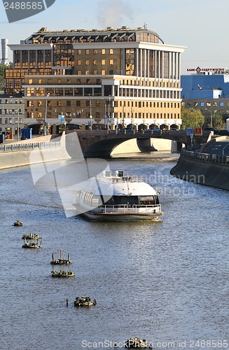 Image of Pleasure boat floats on the river
