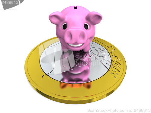 Image of Piggy bank on Euro coin