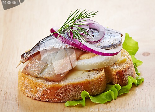 Image of sandwich with egg and anchovies