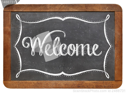 Image of Welcome on slate blackboard