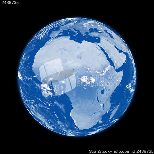 Image of Africa on blue Earth
