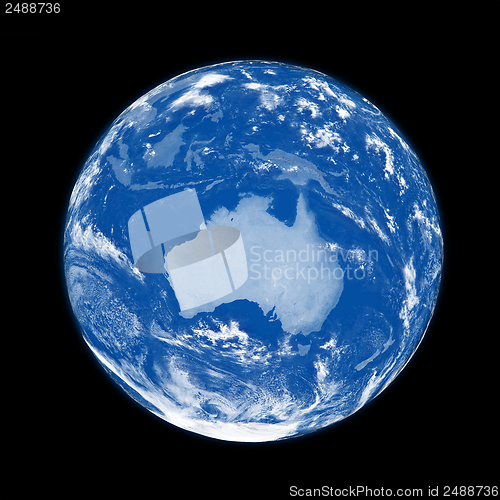 Image of Australia on blue Earth