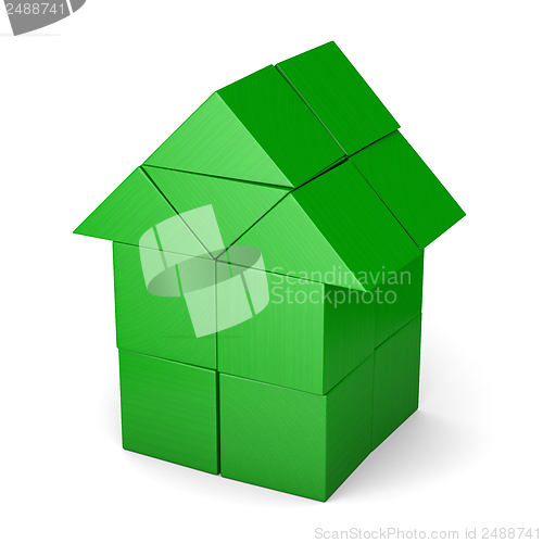 Image of Green house made of cubes