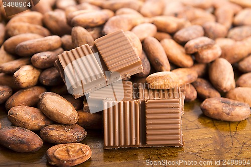 Image of Cacao beans with milk chocolate