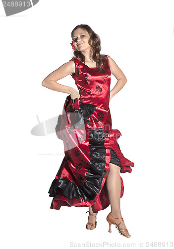 Image of Young woman dancing flamenco