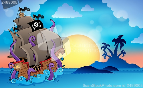 Image of Pirate ship near small island 2