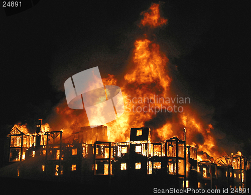 Image of huge condominium  fire