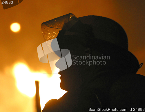 Image of fireman in silhouette