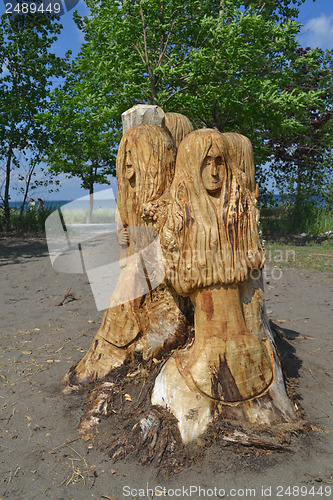 Image of Carved tree part.