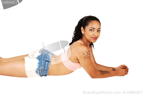 Image of Girl lying on floor.