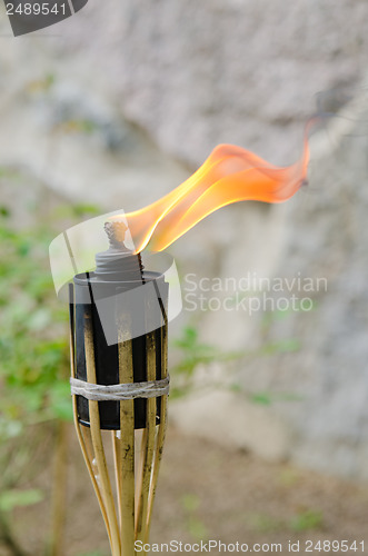 Image of Burning Fire torch, close-up