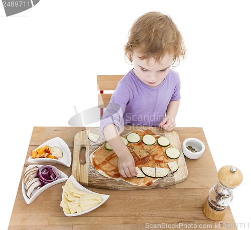 Image of child making fresh pizza