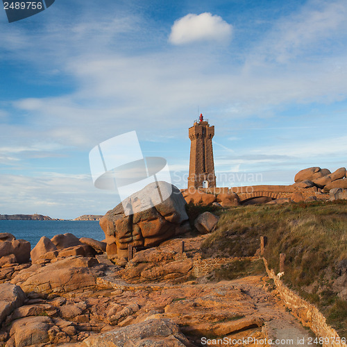 Image of Old lighthouse on the impressive coast in Brittany