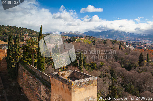 Image of View to Granada town from Alhambra palace