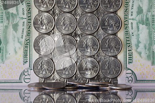 Image of U.S. dollars on the mirror