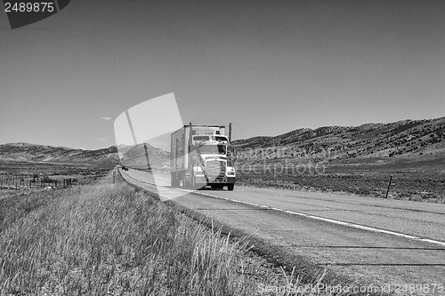 Image of American truck on Wyoming highway