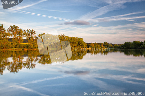 Image of Evening on a pond near the Prague