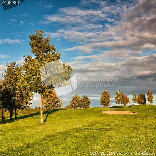 Image of Summer golf course at sunset