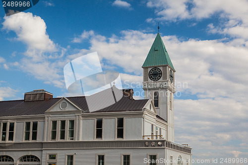 Image of Victorian clock tower in Battery Park 